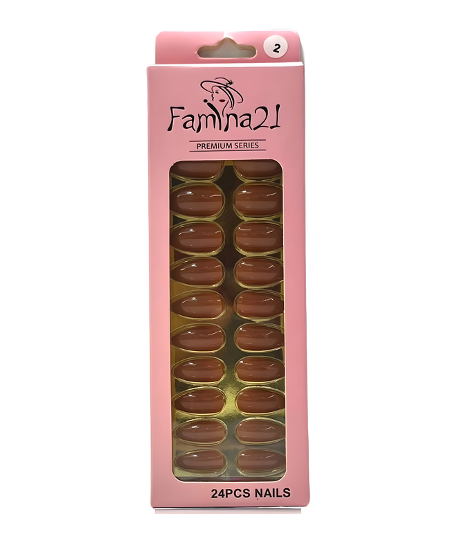 Fake Nails, Famina21 Premium Nails, 24 Pcs With Glue Sticker (02)