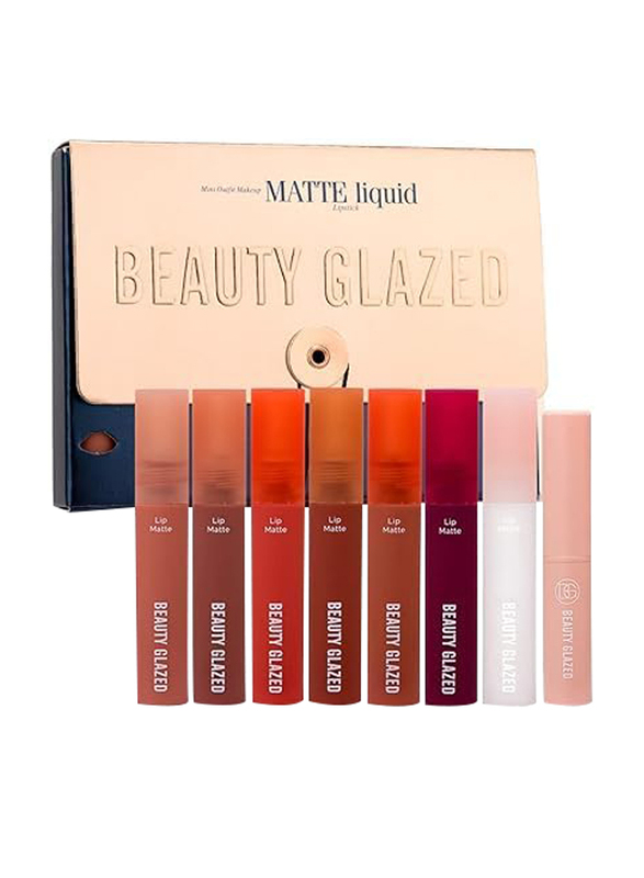 

Dragon Ranee Matte Liquid Lipstick with Balm + Lip Plumper Oil Set, 8 Pieces, Multicolour