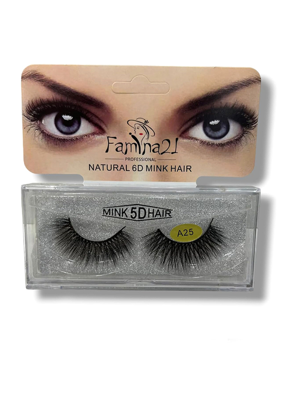 

Famina21 Natural 6D/5D Mink Hair Eyelashes, (A), (A25), Black