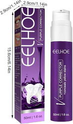 Eelohe Purple Corrector Teeth Whitening Toothpaste - 50ml, Stain Removal & Whitening Gel, Fluoride-Free, Fresh Breath Formula