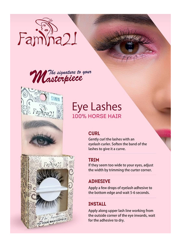 Famina21 Signature 100% Horse Hair Eyelashes, Hanifa, Black