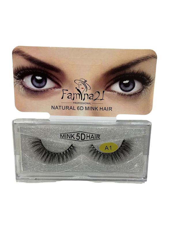 Famina21 Natural 6D/5D Mink Hair Eyelashes, (A), (A1), Black