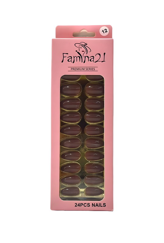 Fake Nails, Famina21 Premium Nails, 24 Pcs With Glue Sticker (12)