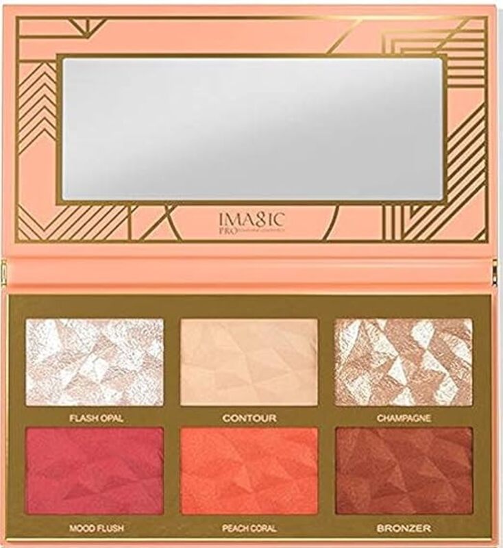 IMAGIC 6 Shades Face Palette  Customizable Contour Highlighter & Blusher Kit  Create a Radiant Glowing Complexion