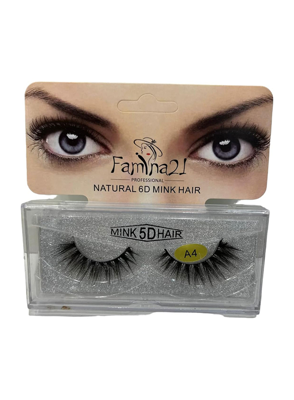 Famina21 Natural 6D/5D Mink Hair Eyelashes, (A), (A4), Black