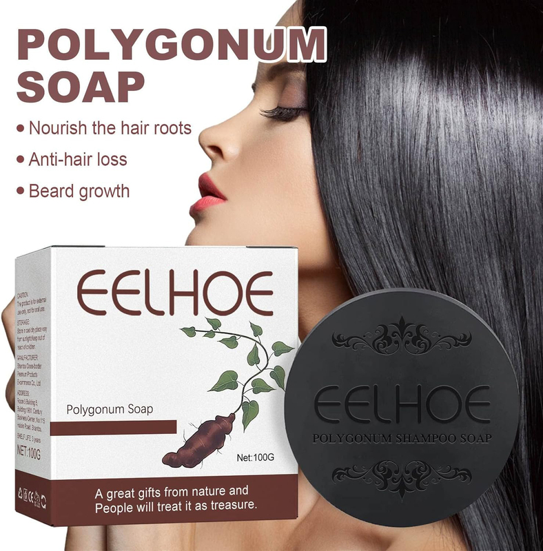 Eelhoe Black and Thick Hair Polygonum Multiflorum Shampoo Soap Bar, 2 Pieces x 100g