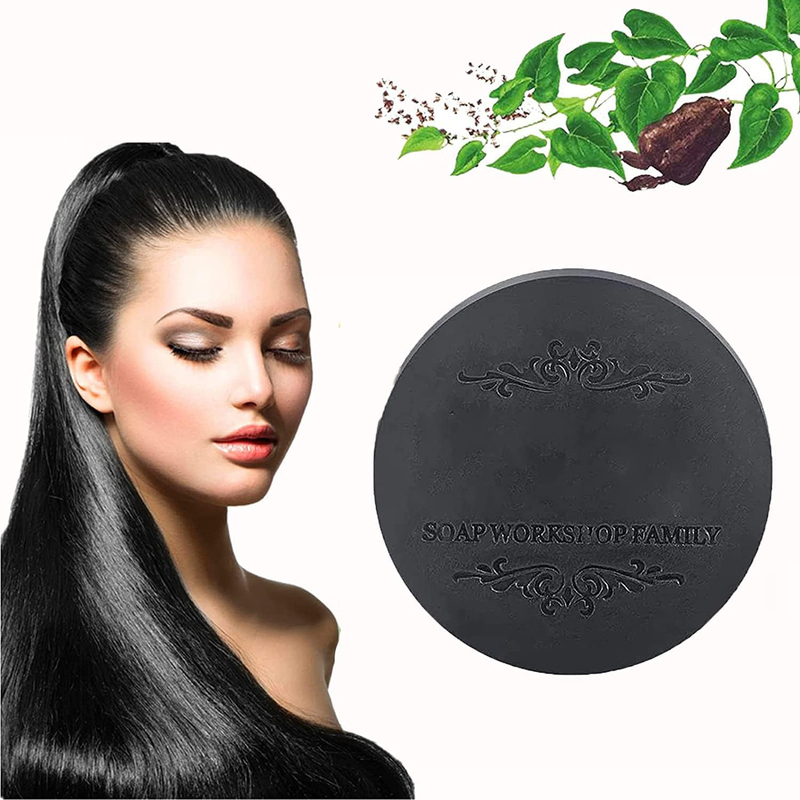 Black & Thick Hair Fallopia Multiflora Shampoo Bar, Black