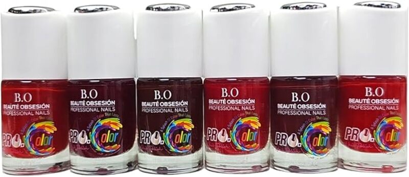 Pro Color Nail Polish Glossy Long wear Multi color 12ml Gel, Big brush, 6 pcs Nail Lacquer G06, 12ML