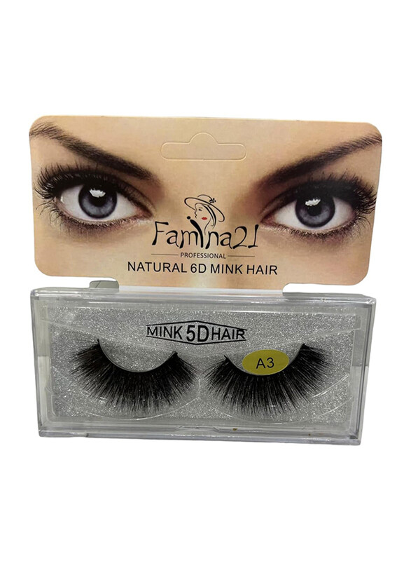 

Famina21 Natural 6D/5D Mink Hair Eyelashes, (A), (A3), Black
