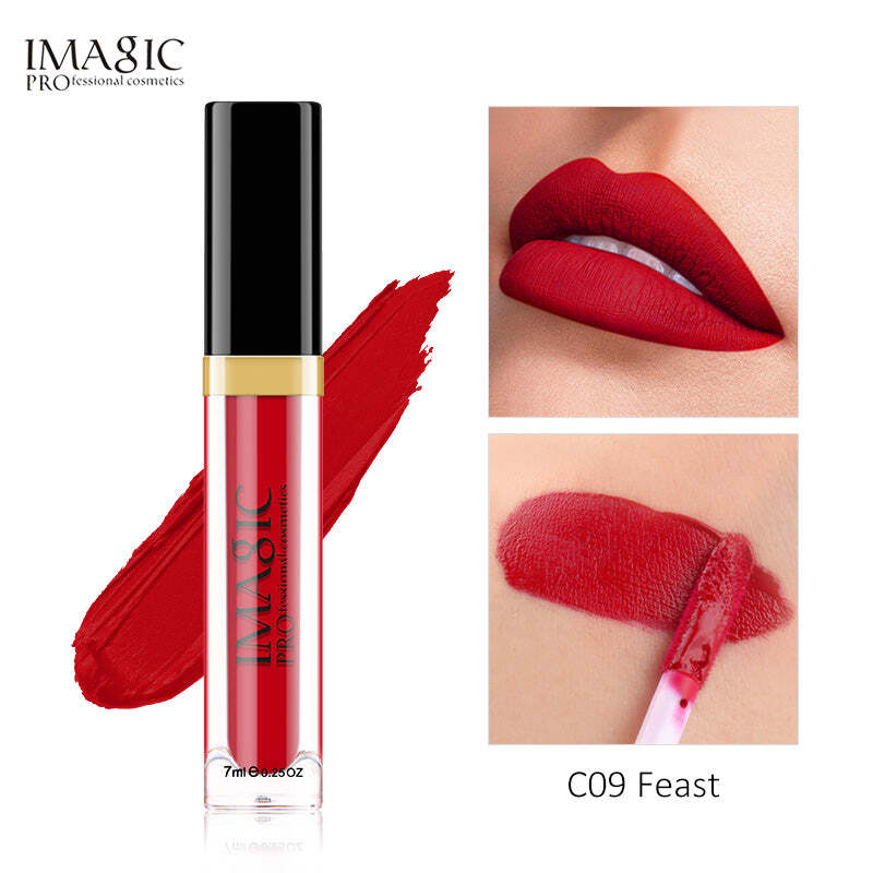 IMAGIC Velvet Lipgloss  12 Vibrant Colors  Long-Lasting, Highly Pigmented Formula  Soft Applicator for Easy Application (C09 FEAST 7ML)