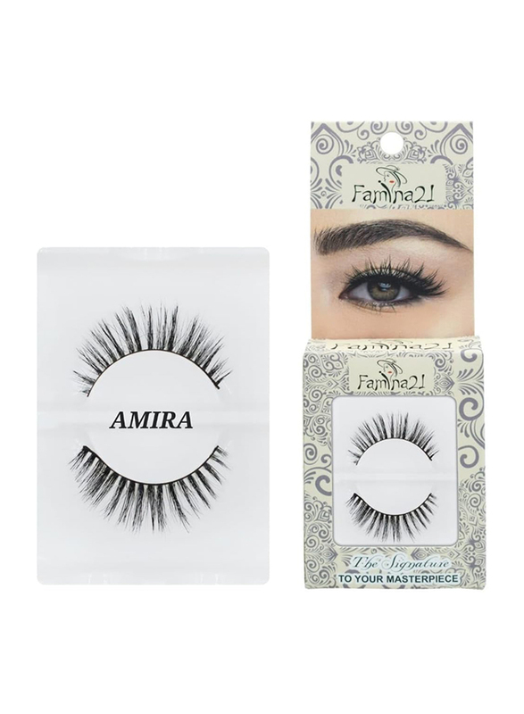 Famina21 Signature 100% Horse Hair Eyelashes, Amira, Black