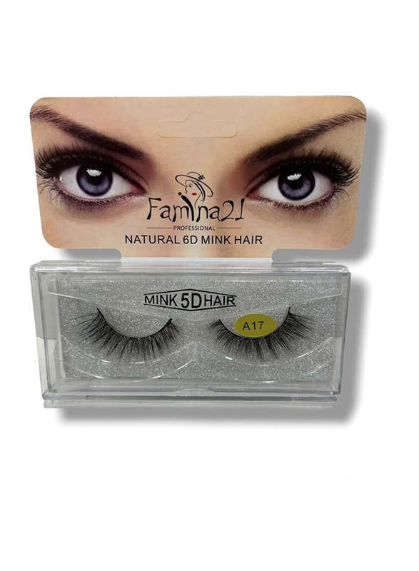 Famina21 Natural 6D/5D Mink Hair Eyelashes, (A), (A17), Black