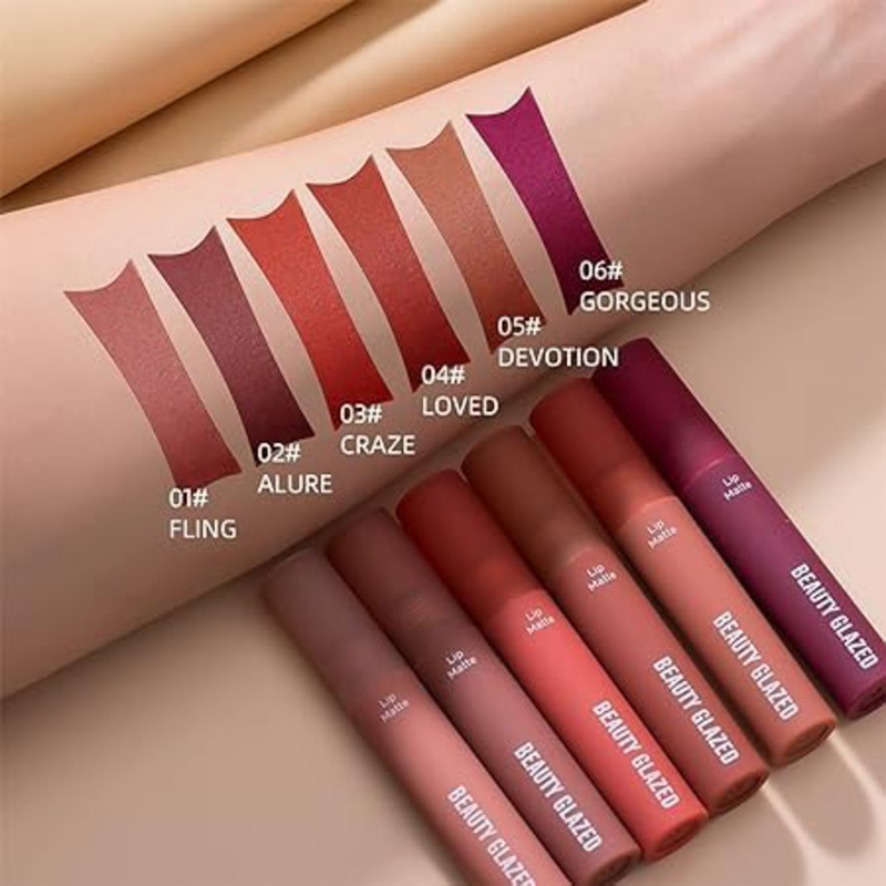 Dragon Ranee Matte Liquid Lipstick with Balm + Lip Plumper Oil Set, 8 Pieces, Multicolour