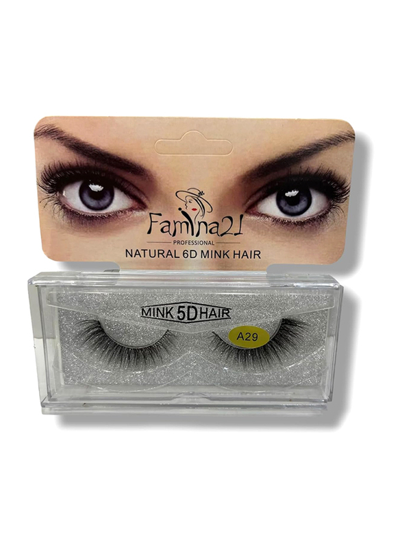 Famina21 Natural 6D/5D Mink Hair Eyelashes, (A), (A29), Black