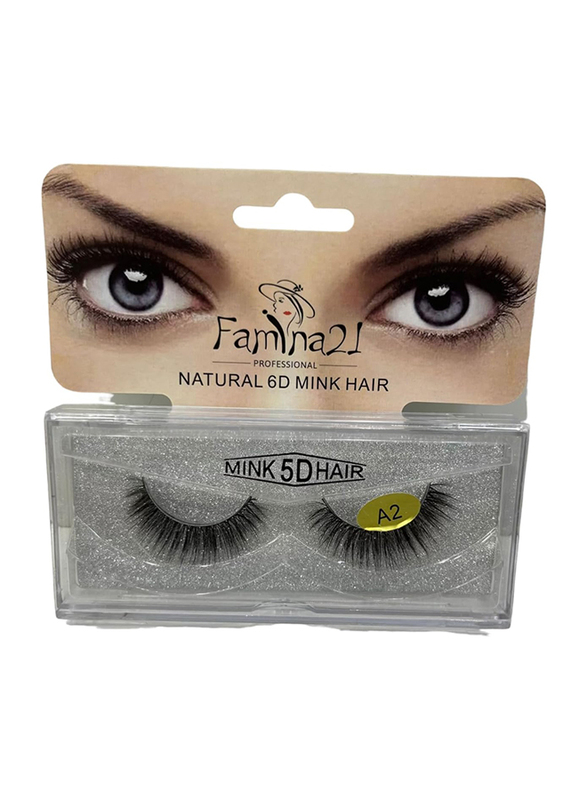 Famina21 Natural 6D/5D Mink Hair Eyelashes, (A), (A2), Black