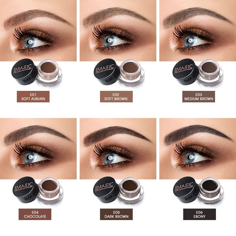 IMAGIC 6 Color Eyebrow Gel Kit with 2 in 1 Brush  Waterproof Long Lasting Brow Gel for Perfectly Defined Brows (Medium Brown)