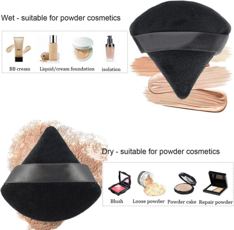 24 Pieces Powder Puff, Triangle Makeup Puff Cotton Powder Face Washable Body Powder Puff for Loose Powder Body Cosmetic Foundation Sponge Makeup Tool (24Black)