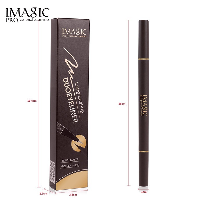 IMAGIC Long Lasting Double Ended Duo Eyeliner  Dual Tip for Precision & Versatility  Smudge Proof Waterproof Eye Makeup (GOLDEN SHINE & BLACK MATTE)