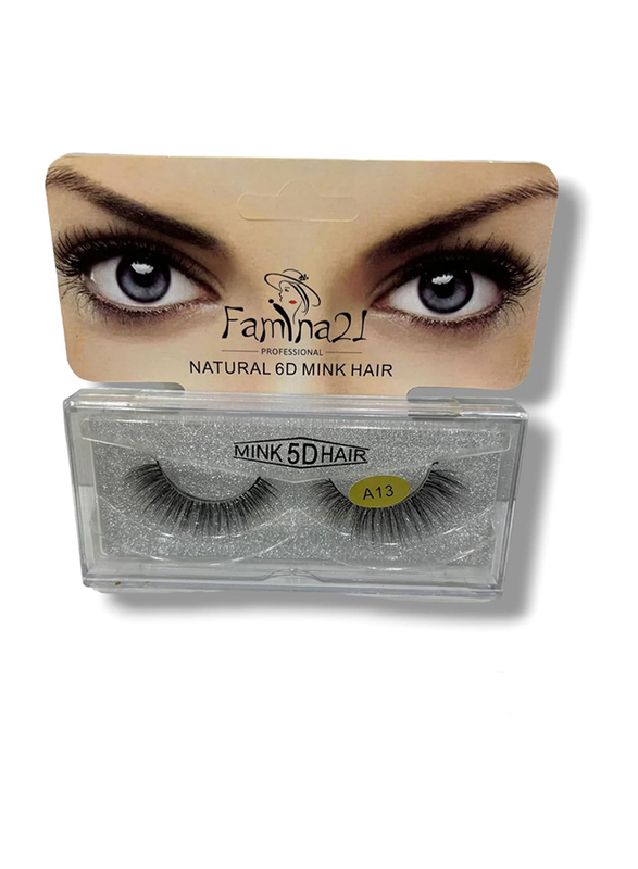 Famina21 Natural 6D/5D Mink Hair Eyelashes, (A), (A13), Black