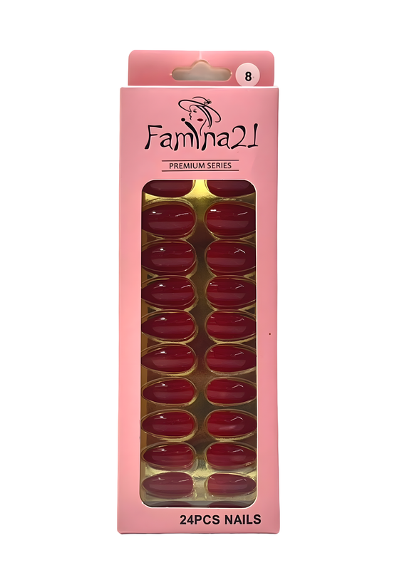 Fake Nails, Famina21 Premium Nails, 24 Pcs With Glue Sticker (08)