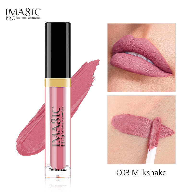 IMAGIC Velvet Lipgloss  12 Vibrant Colors  Long-Lasting, Highly Pigmented Formula  Soft Applicator for Easy Application (C03 MILKSHAKE 7ML)