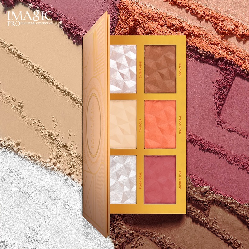 IMAGIC 6 Shades Face Palette  Customizable Contour Highlighter & Blusher Kit  Create a Radiant Glowing Complexion