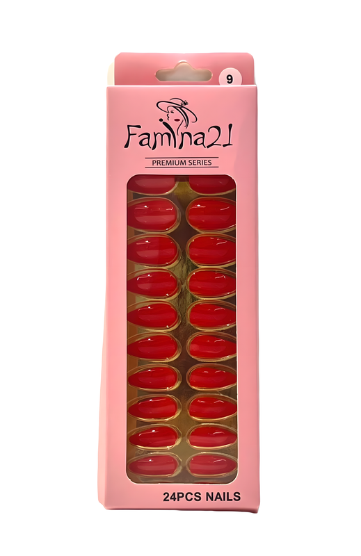 Fake Nails, Famina21 Premium Nails, 24 Pcs With Glue Sticker (09)