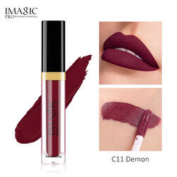 IMAGIC Velvet Lipgloss  12 Vibrant Colors  Long-Lasting, Highly Pigmented Formula  Soft Applicator for Easy Application (C11 DEMON 7ML)