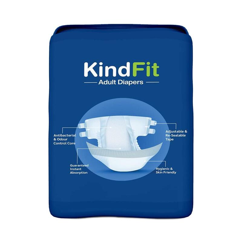 KINDFIT Easy Adult Diapers /  Anti-Bacterial Absorbent Waering Style Open Tape (XL) 10 pc