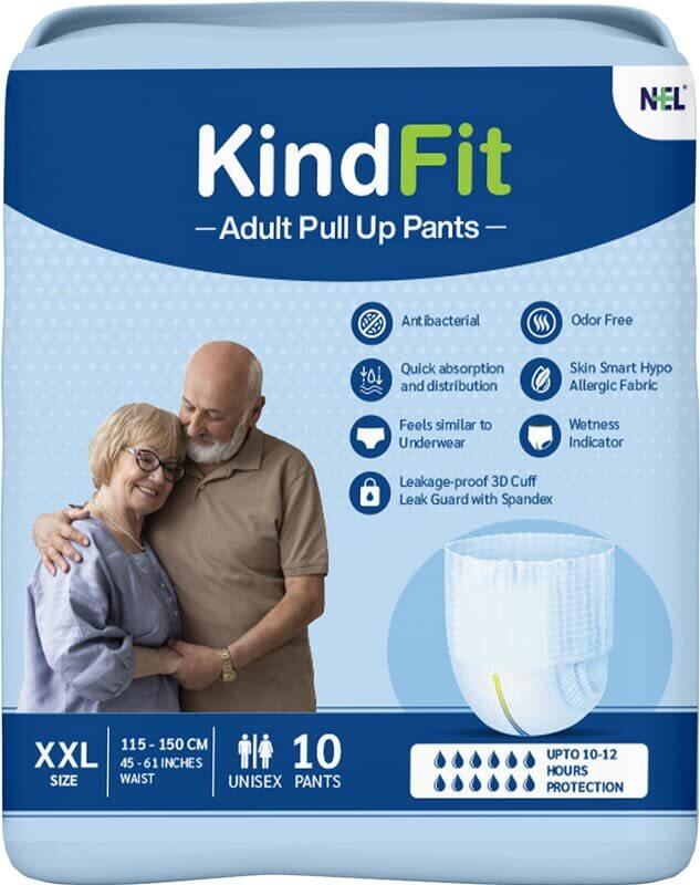

Kindfit Adult Diaper Pull Up Adult Diapers Pant Style - 10 Count with Soft Elastic and Extra Absorbent Core (Size : XXL Extra large) (Pack of 1)
