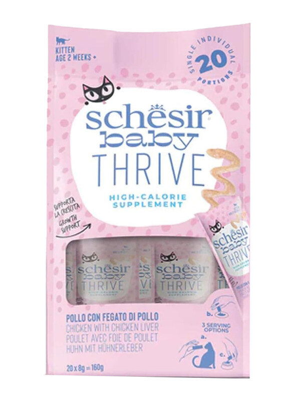 

Schesir Baby Thrive Mousse Wet Kitten Food with Chicken Liver in Cream, 20 x 8g