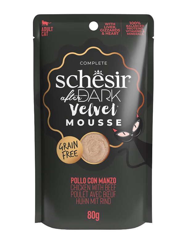 

Schesir After Dark Velvet Mousse Chicken Wet Adult Cat Food with Beef, 12 x 80g