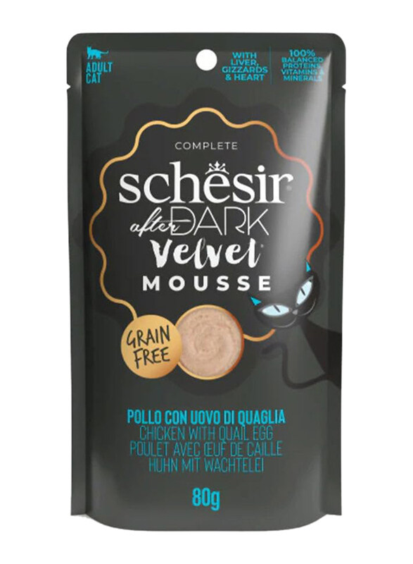 

Schesir After Dark Velvet Mousse Chicken Wet Adult Cat Food with Quail Egg, 12 x 80g