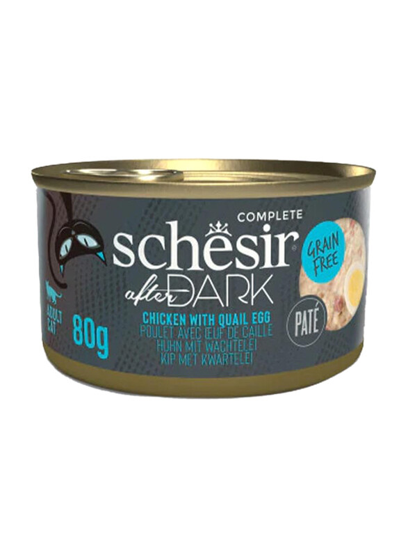 

Schesir After Dark Complete In Broth Chicken Wet Adult Cat Wholefood with Quail Egg, 12 x 80g