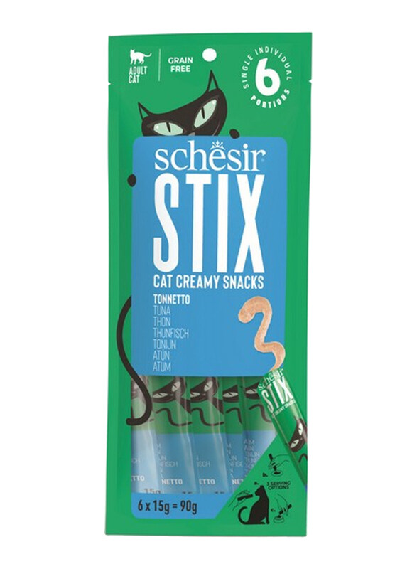 

Schesir Stix Creamy Snacks Treat Dry Cat Food with Tuna in Cream, 12 x 90g