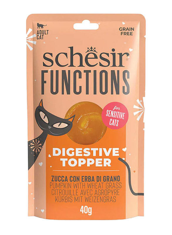 

Schesir Functions Digestive Topper Pumpkin Wet Cat Food with Wheat Grass, 12 x 40g