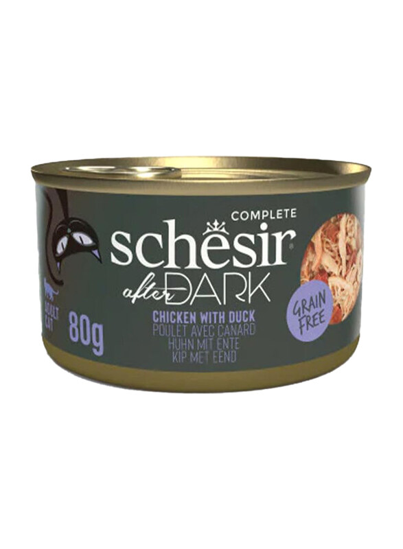 

Schesir After Dark Complete In Broth Chicken Wet Adult Cat Wholefood with Duck, 12 x 80g