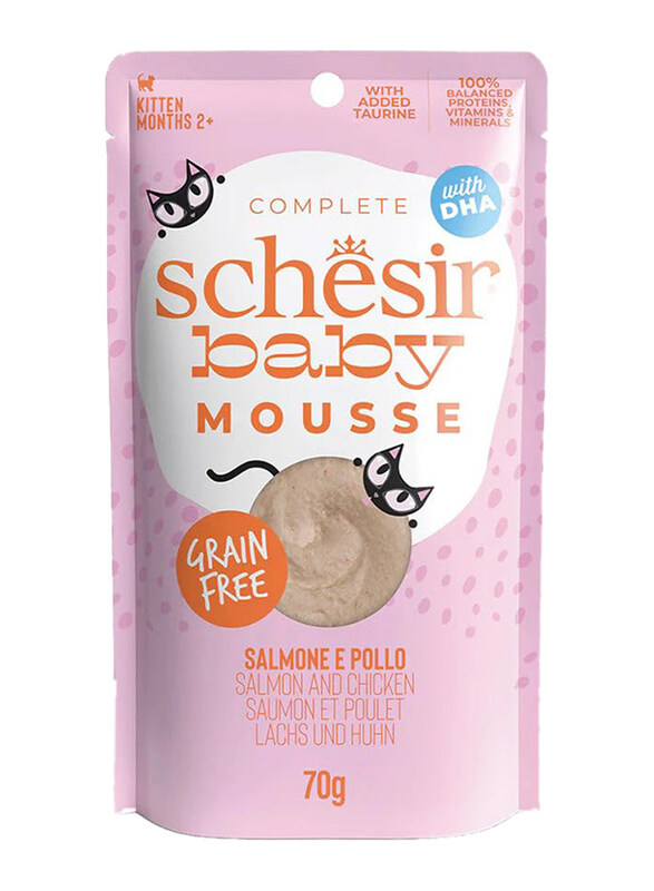 

Schesir Baby Mousse Kitten Wet Kitten Food with Salmon & Chicken, 12 x 70g