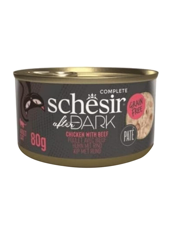 

Schesir After Dark Complete In Broth Chicken Wet Adult Cat Wholefood with Beef, 12 x 80g