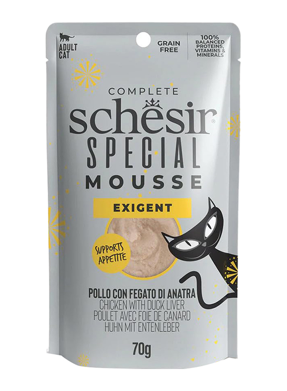 

Schesir Special Mousse Exigent Chicken Liver Wet Adult Cat Food with Duck, 12 x 70g