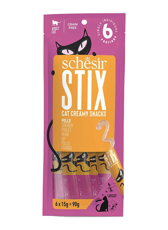 

Schesir Stix Creamy Snacks Treat Dry Cat Food with Chicken in Cream, 12 x 90g