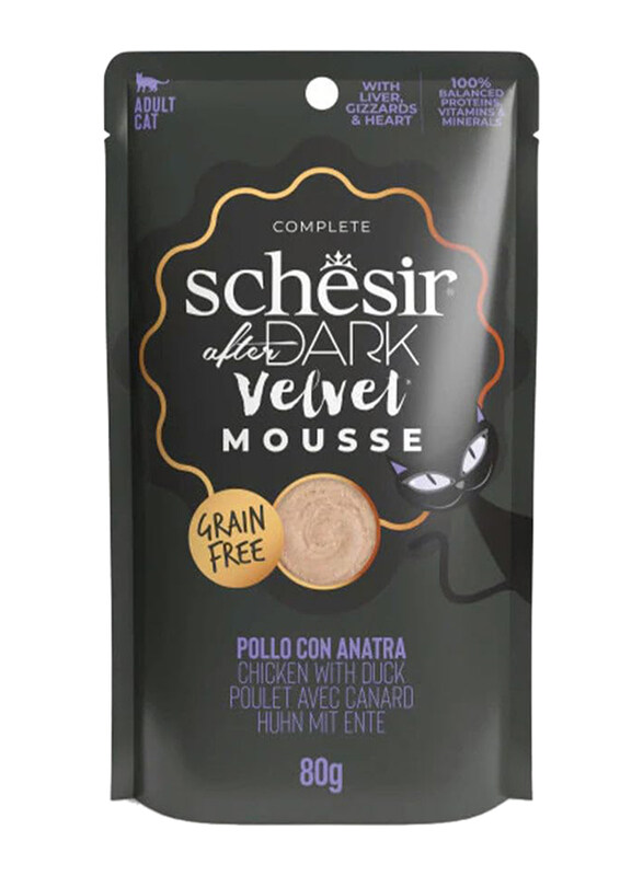 

Schesir After Dark Velvet Mousse Chicken Wet Adult Cat Food with Duck, 12 x 80g