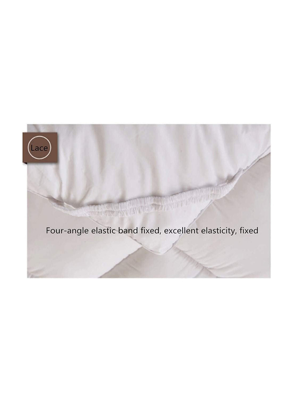 The Home Mart Super Soft Material Mattress Topper with 4 Sides Elastic Bands, 200 x 180cm, King, White