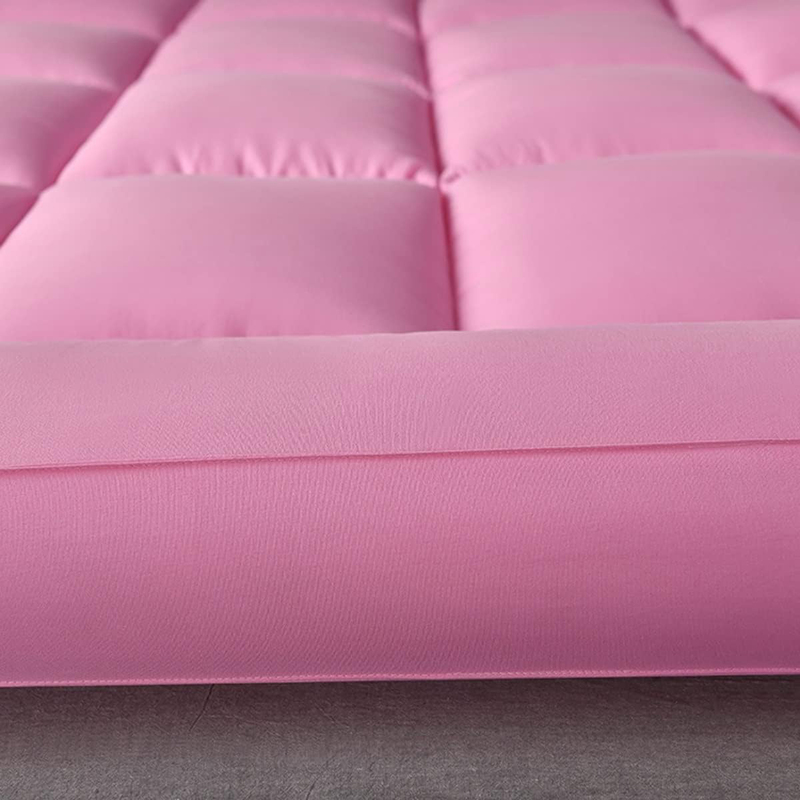 The Home Mart Super Soft Material Mattress Topper with 4 Sides Elastic Bands, 200 x 180cm, King, Pink