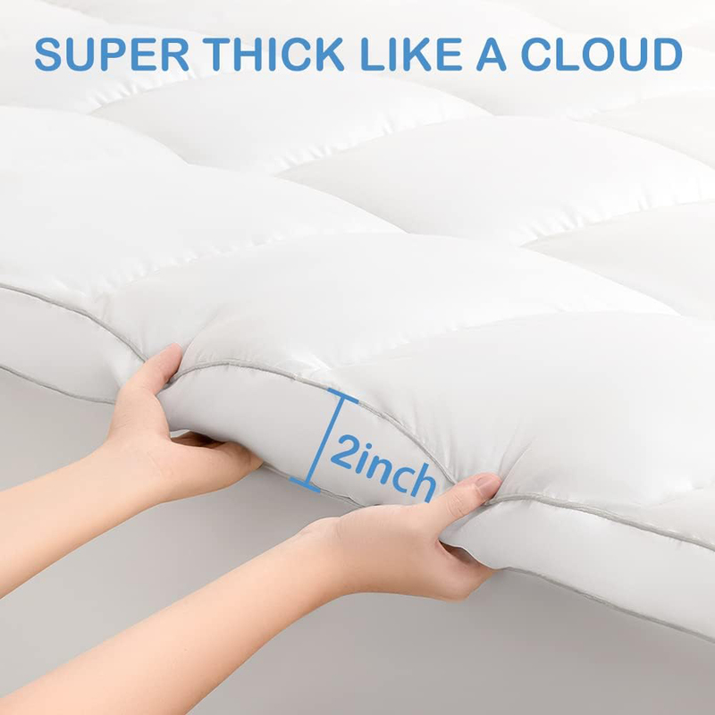 The Home Mart 1000 GSM Cooling Extra Thick Soft Mattress Protector Cover with 8"-21" Deep Pocket, Queen, White
