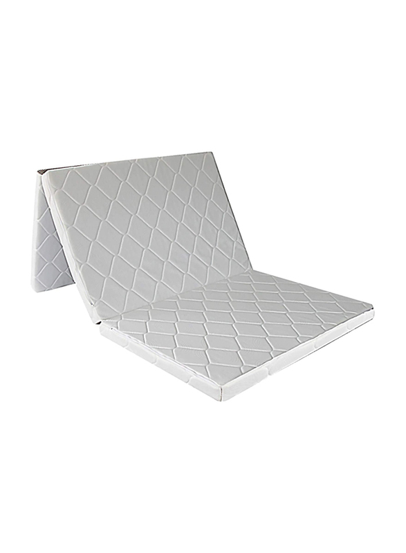The Home Mart Orthopedic Trifold Folding Mattress, 90 x 180 x 6cm, White