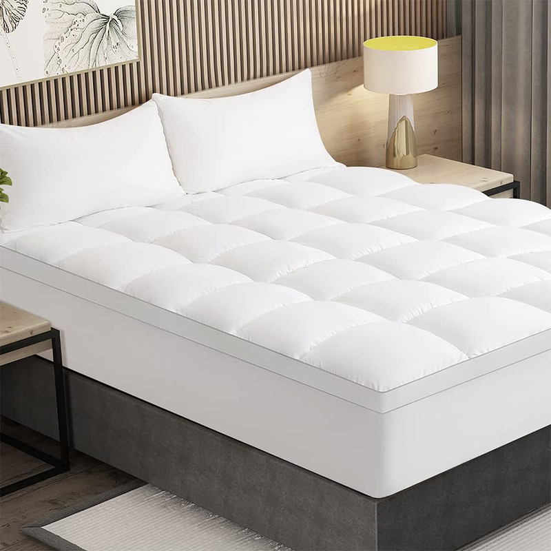 The Home Mart 1000 GSM Cooling Extra Thick Soft Mattress Protector Cover with Deep Pillow Top, King, White