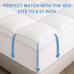The Home Mart 1000 GSM Cooling Extra Thick Soft Mattress Protector Cover with 8"-21" Deep Pocket, Queen, White