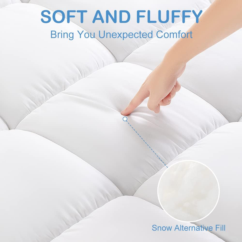 The Home Mart 1000 GSM Cooling Extra Thick Soft Mattress Protector Cover with Deep Pillow Top, King, White