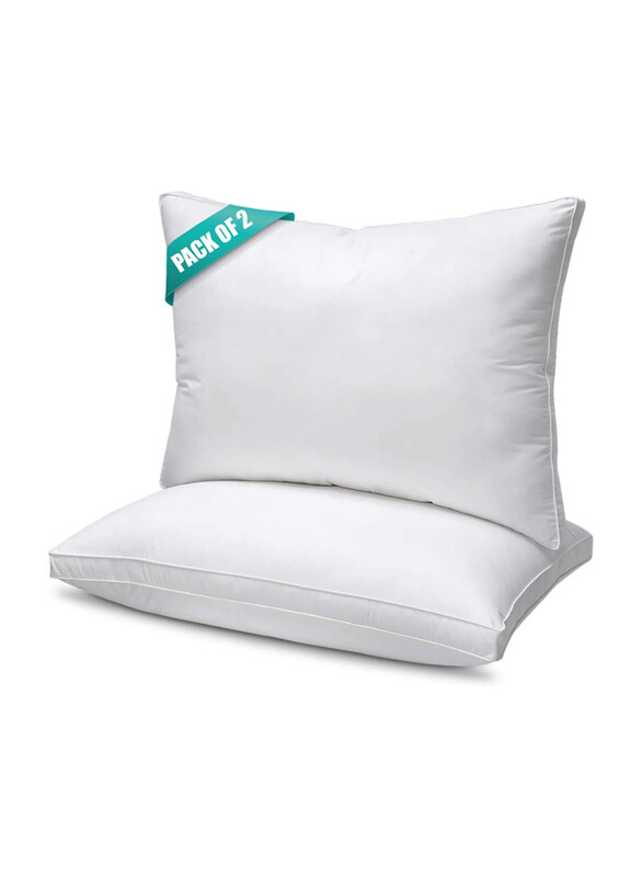 

Maxqon 2-Piece Double Piping Hotel Standard Extra Soft Microfiber Anti Allergic & Anti-Bacterial-Bed Pillow, 50 x 70cm, White